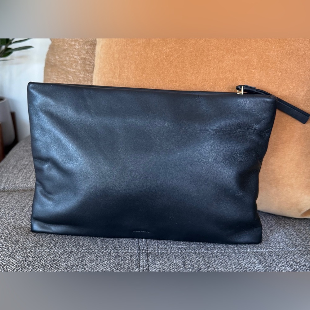 AllSaints Bettina Black Smooth Leather Clutch